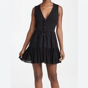 Playa Lucila Womens Dress Black Eyelet Tiered Beach Cover-Up XS